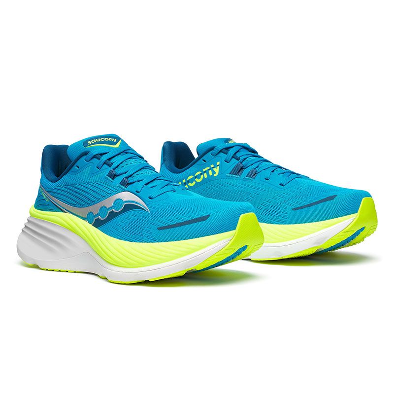 Zapatillas marca Saucony 24 color azul, amarillo y blanco